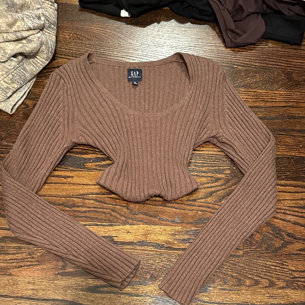 GAP Women's Cocoa Ribbed Blouse